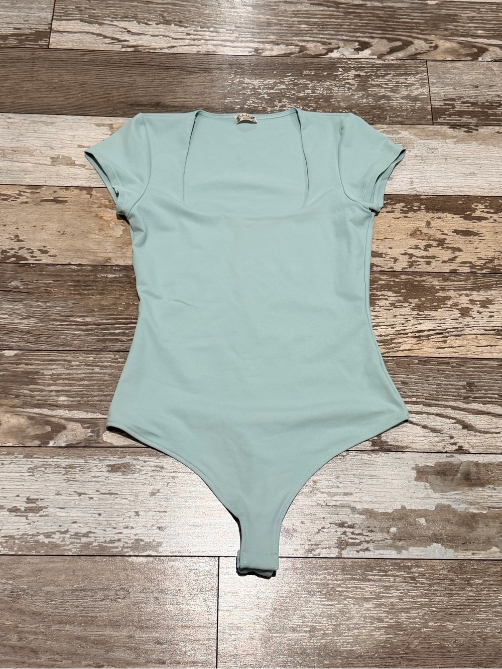 Free People Light Blue Square Neck Bodysuit size Women’s Small